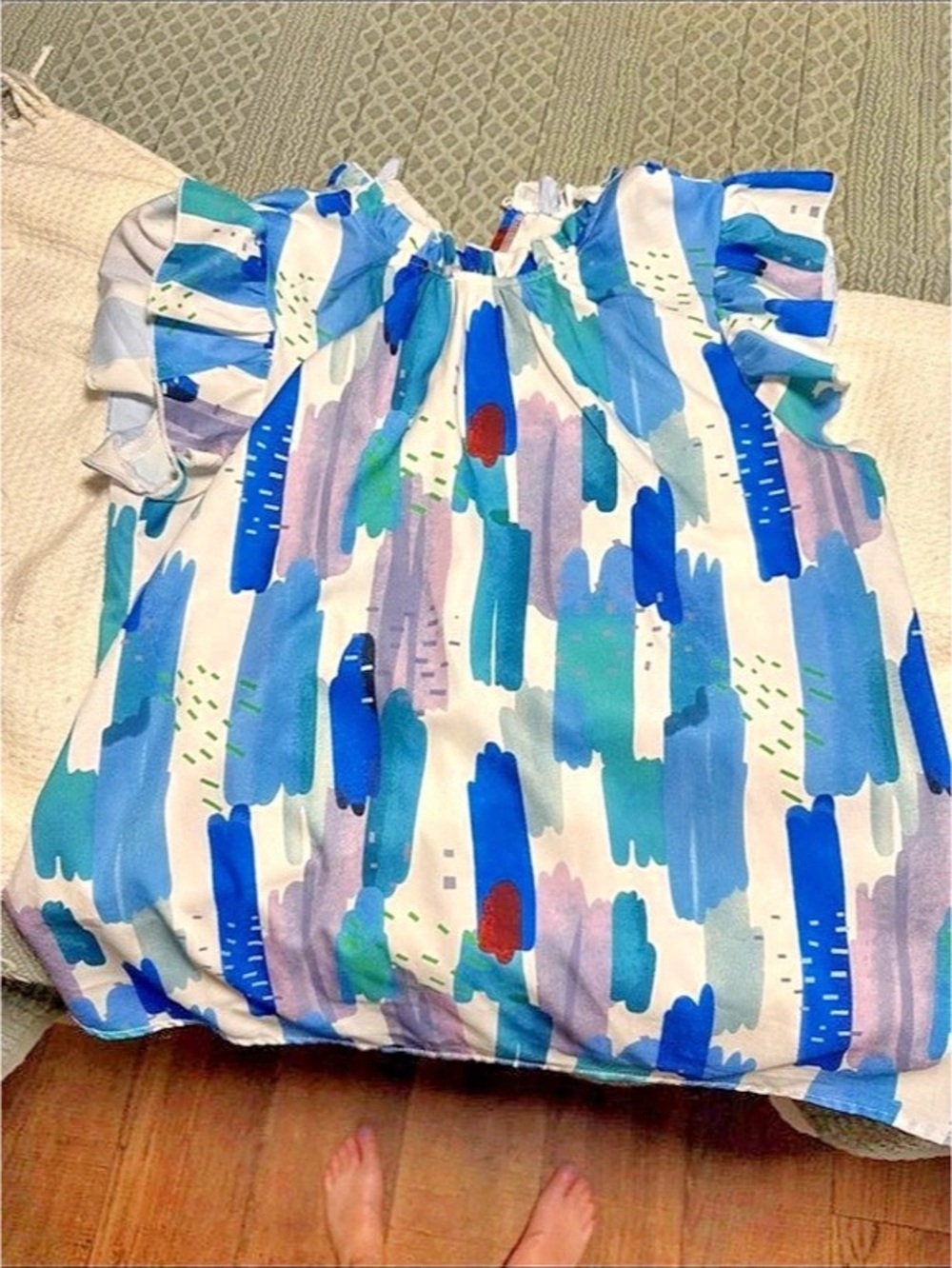 Abstract Print Mini Dress in Blue & White